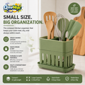 QmvWgc™ Compact Kitchen Utensil Organizer with Drain Tray & Multi-Compartment Storage