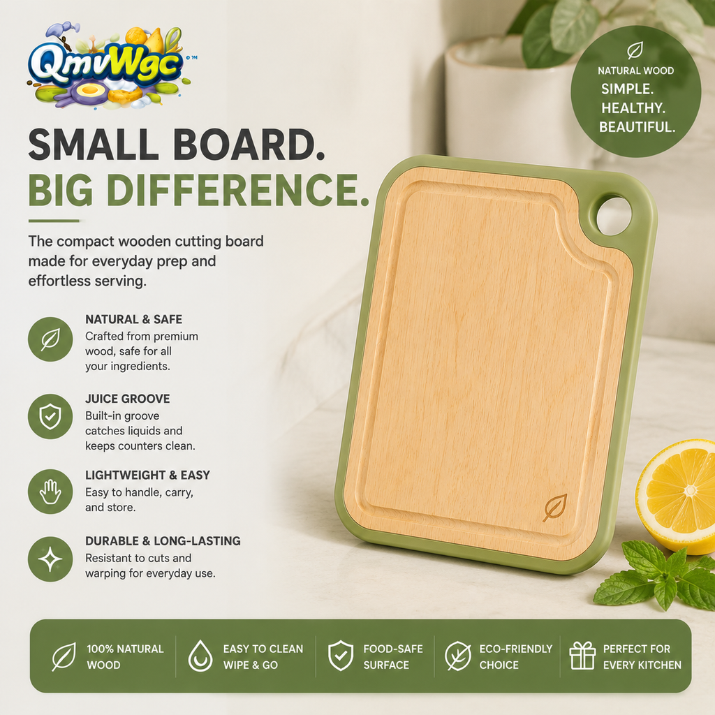 QmvWgc™ Premium Natural Wood Cutting Board with Juice Groove